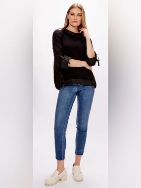 Joseph Ribkoff Contrast Hem Mock Neck Top
